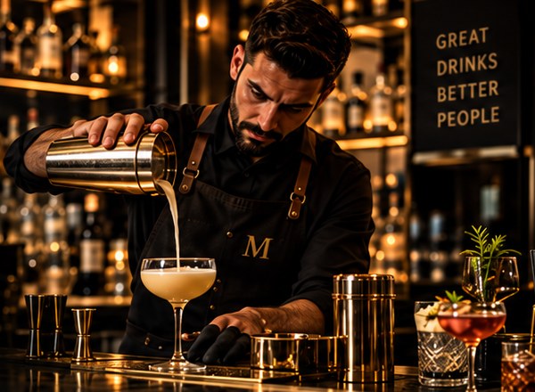 Bartender de Midnight sirviendo un cóctel